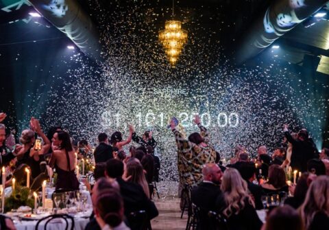 Crowd cheering after raising over $1 million or sick kids at the 2026 Sapphire Gala